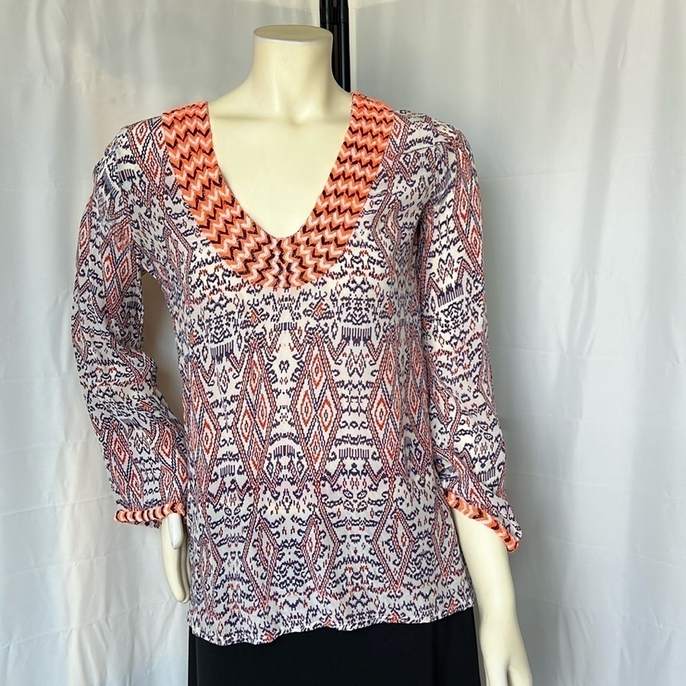 Taj by Sabrina Crippa Silk Beaded and Embroidered Tunic Top.